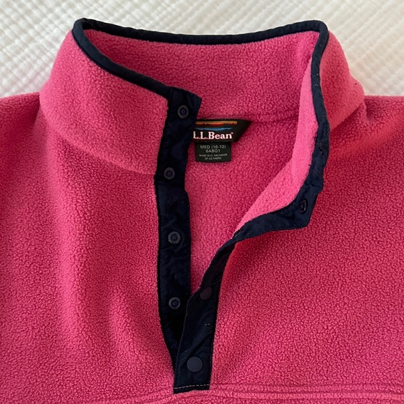 L.L. Bean Pink Fleece with Button Collar - Picture 3 of 4